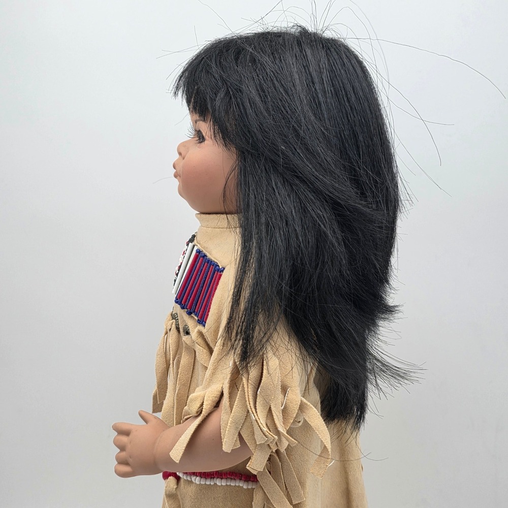 Vtg Hamilton‎ Collection Native American Doll Little Cloud 15" Tan Beaded Fringe - Picture 5 of 16